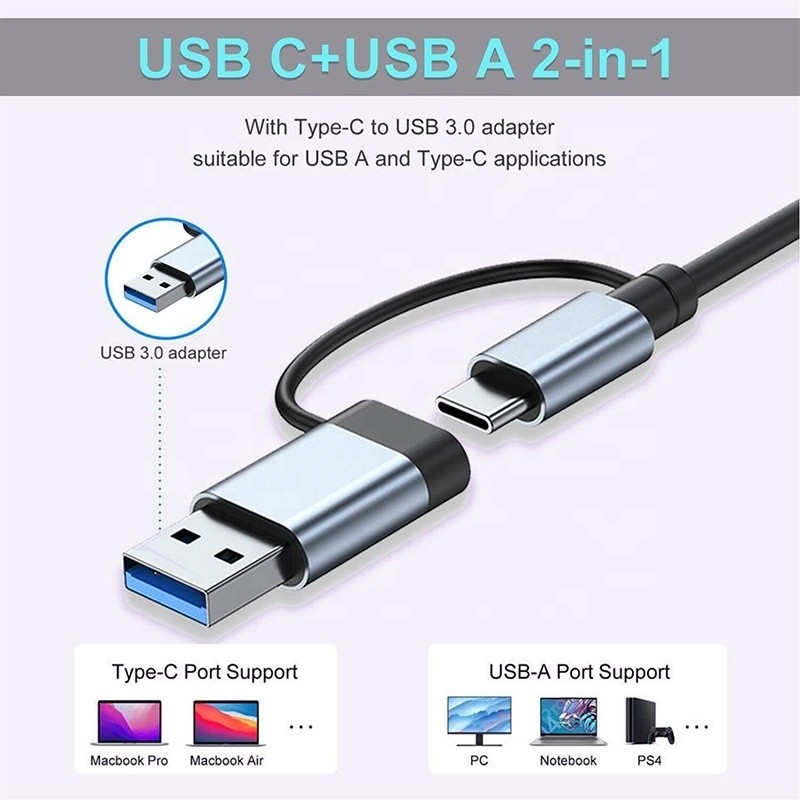 8-en-1 USB 3.0 Hub 3 * USB 2.0 3.5 mm Audio SD / TF Lector de tarjetas de salida para transferencia de datos y carga
