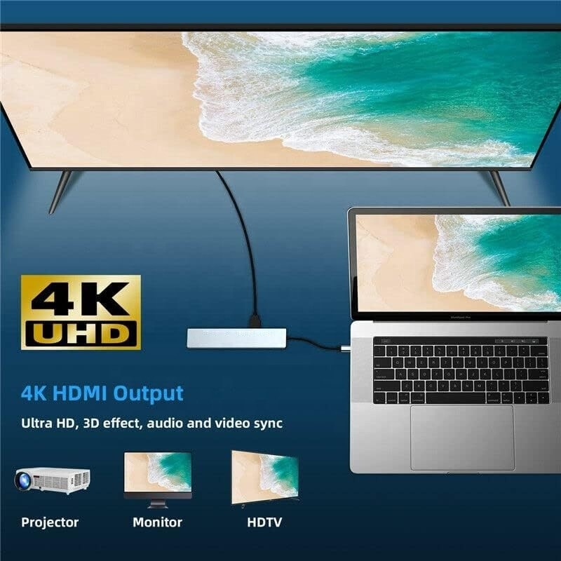Adaptador multipuerto USB tipo C de 8 en 1 versátil para multitarea y transferencia de datos
