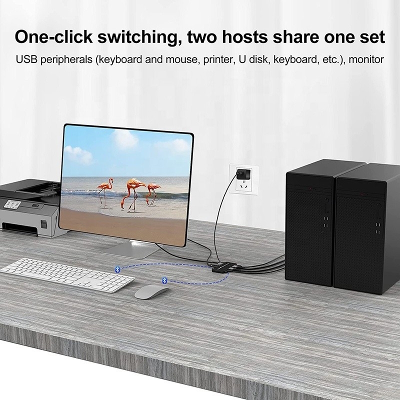 2 puertos HDMI 2.1 KVM Conmutador con USB 3.0 2 Entrada 1 Salida Indicadores LED Hombre-Hombre