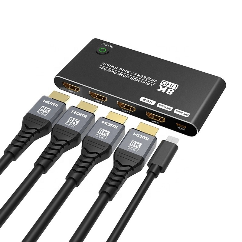 Interruptor HDMI 8K 3 en 1 soporte de salida 3 entrada HDMI 8K 60Hz 4K 120Hz tecnología avanzada