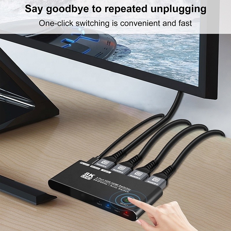 Interruptor HDMI 8K 3 en 1 soporte de salida 3 entrada HDMI 8K 60Hz 4K 120Hz tecnología avanzada