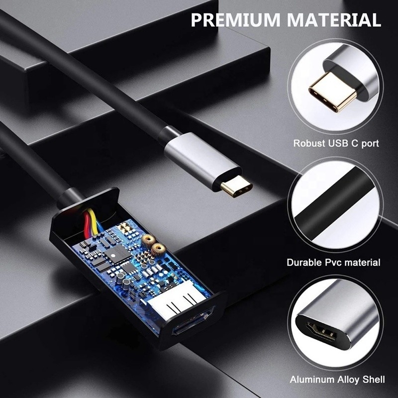 Hombre-Mujer USB 3.1 Tipo C a HDMI Adaptador de cable HDTV Convertidor 4K 60Hz 1080P Conductor CCA