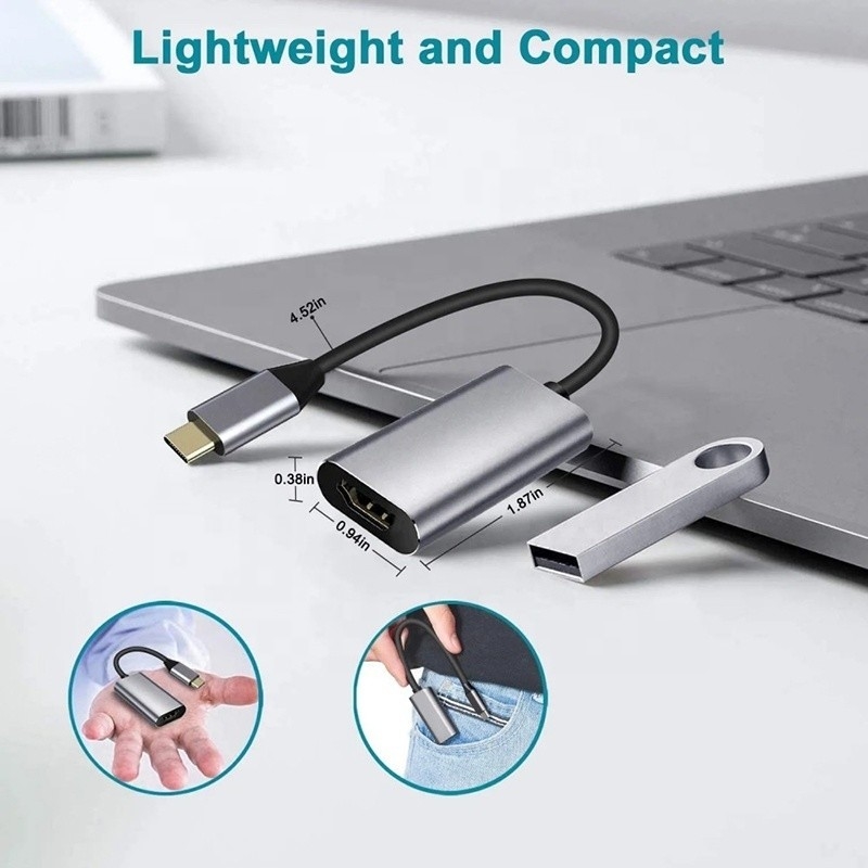 Hombre-Mujer USB 3.1 Tipo C a HDMI Adaptador de cable HDTV Convertidor 4K 60Hz 1080P Conductor CCA
