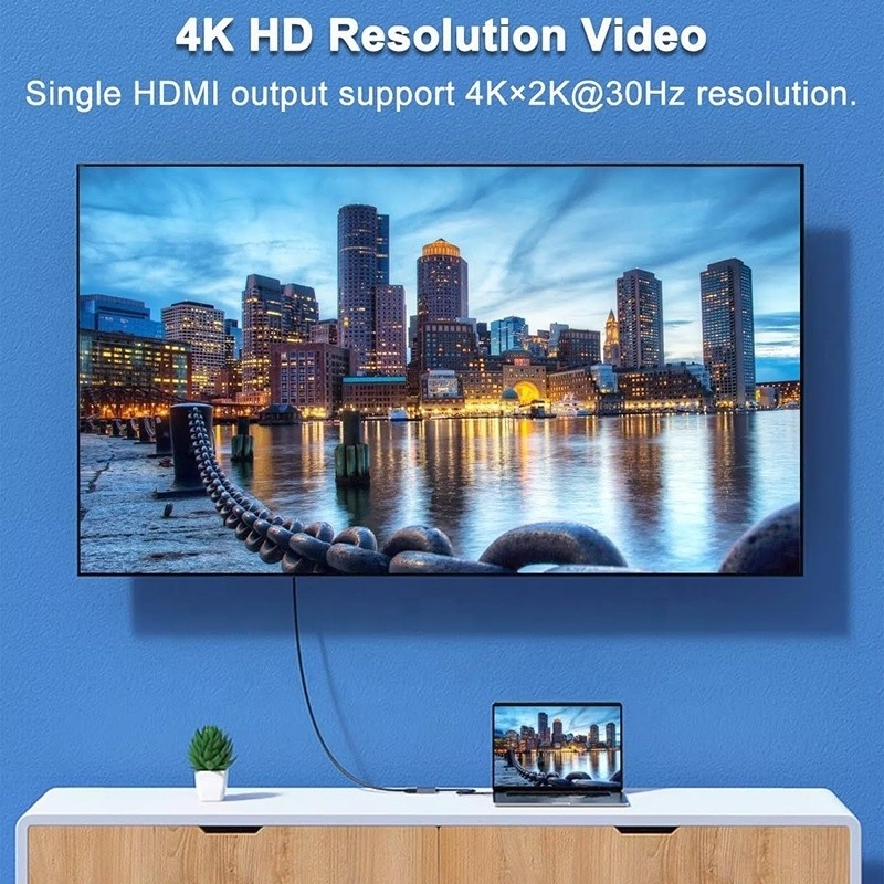 Tipo C Hombre a doble HDMI Hombre Thunderbolt 3 USB-C cable de adaptador multi-monitor 4K 30Hz