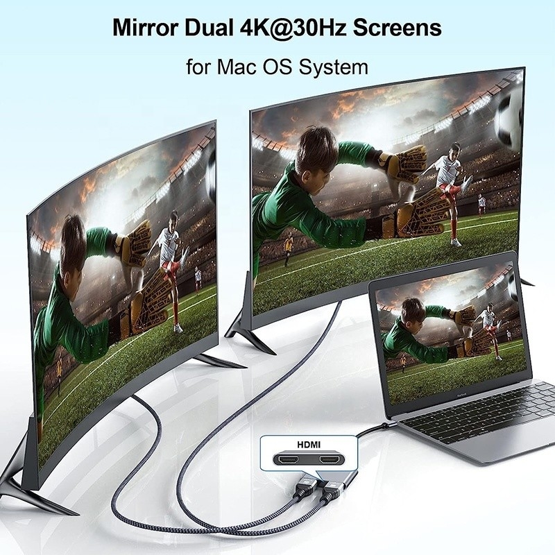 Tipo C Hombre a doble HDMI Hombre Thunderbolt 3 USB-C cable de adaptador multi-monitor 4K 30Hz