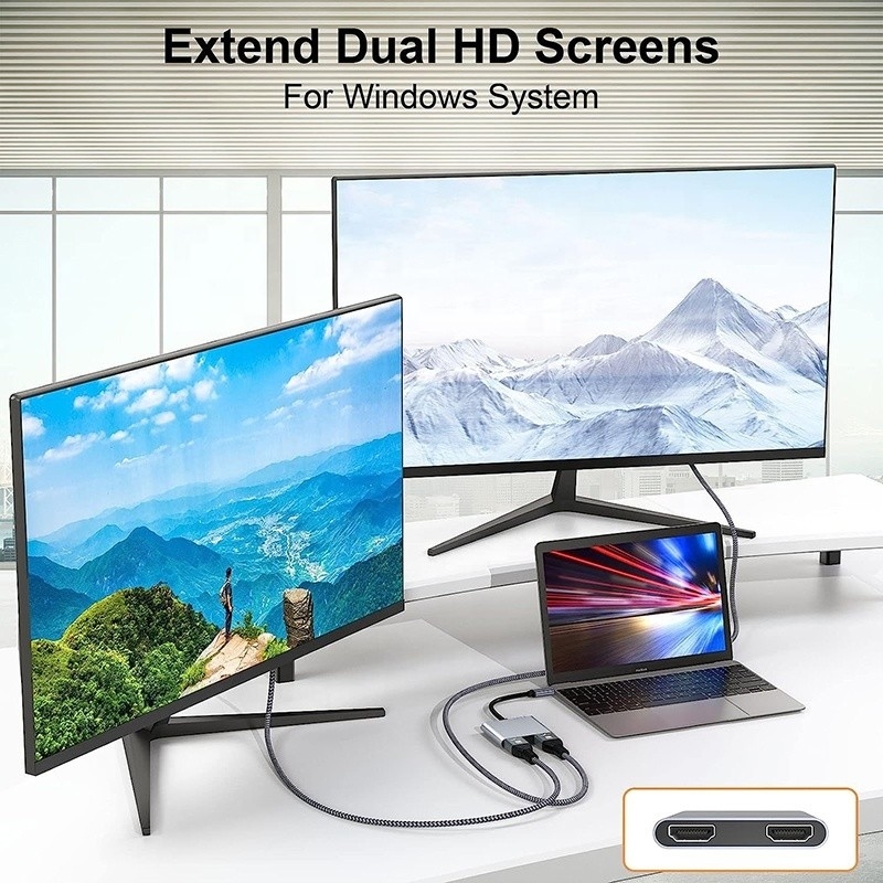 Tipo C Hombre a doble HDMI Hombre Thunderbolt 3 USB-C cable de adaptador multi-monitor 4K 30Hz