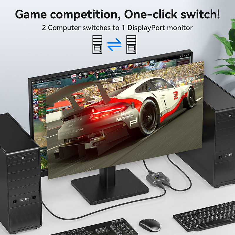 Conmutador de puertos de pantalla de 8K60Hz para una operación fácil y un conmutador DP 1.4 de alto rendimiento