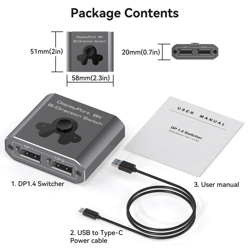 Conmutador de puertos de pantalla de 8K60Hz para una operación fácil y un conmutador DP 1.4 de alto rendimiento