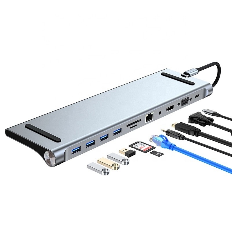 Adaptador multifuncional de USB tipo C de 11 en 1 para computadoras portátiles y teléfonos móviles