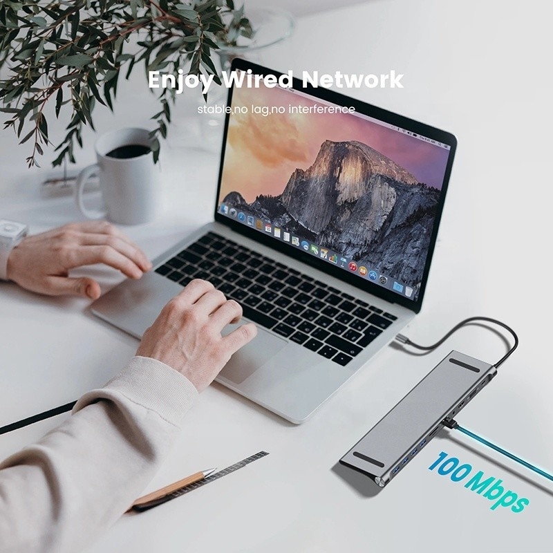 Adaptador multifuncional de USB tipo C de 11 en 1 para computadoras portátiles y teléfonos móviles