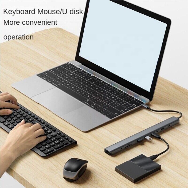 Interfaz USB 3.1 Tipo 10 en 1 Hub Tipo C para transferencia y carga de datos de alta velocidad