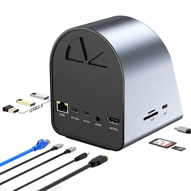 USB 3.1 10 en 1 Tipo C Multiport Docking Station Hub con Ethernet Gigabit y HDMI HD 4K