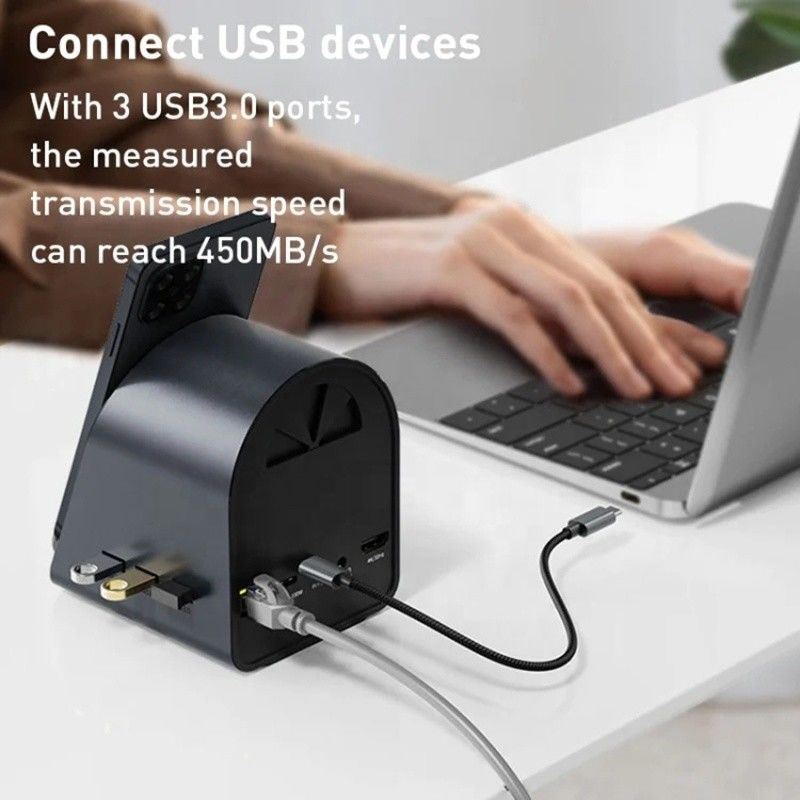 USB 3.1 10 en 1 Tipo C Multiport Docking Station Hub con Ethernet Gigabit y HDMI HD 4K