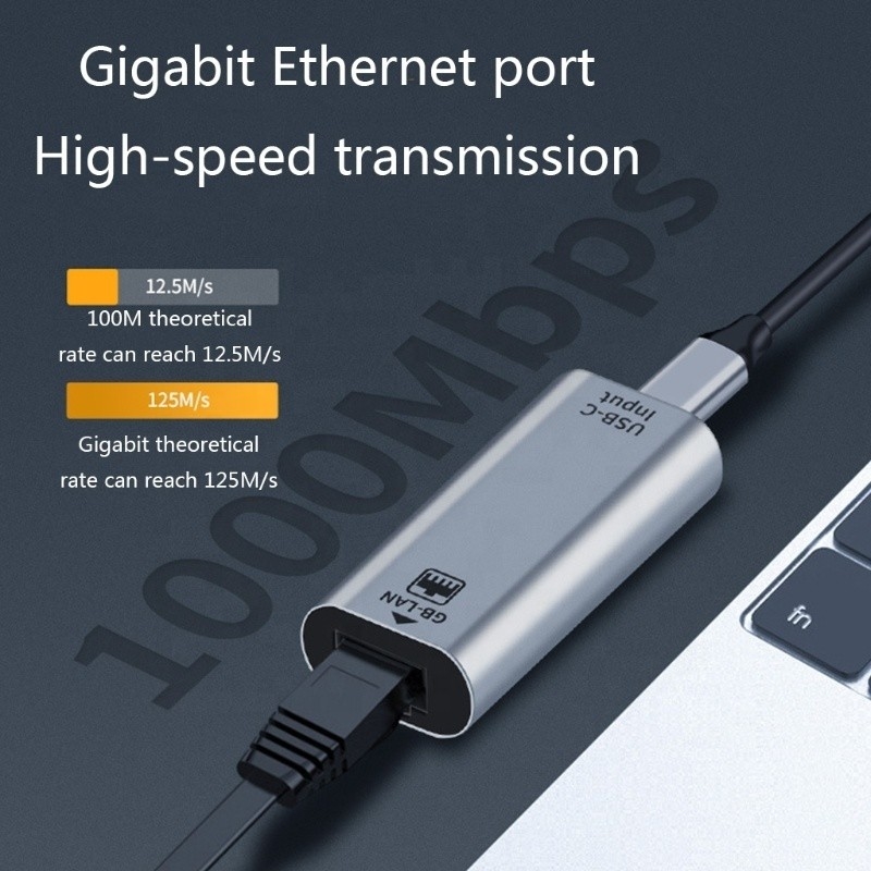 Adaptador de puerto USB C femenino a Ethernet 10/100/1000 Mbps Velocidad para una conexión de red rápida