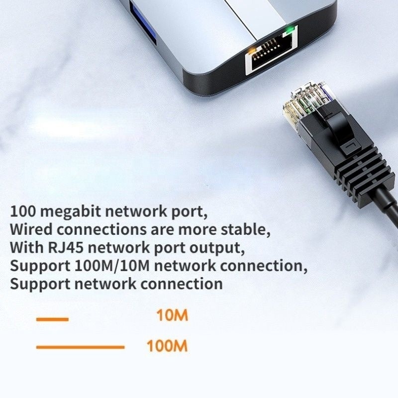 Estación de puerto multipuerto USB tipo C Hub con función de red de carga de transferencia de vídeo