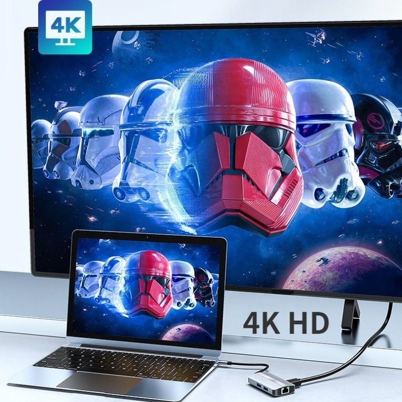 Estación de puerto multipuerto USB tipo C Hub con función de red de carga de transferencia de vídeo