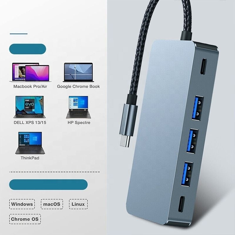 Estación de acoplamiento de 4K 30Hz HDMI USB 3.0 doble Adaptador 7 en 1 Multiport USB C Tipo C Hub