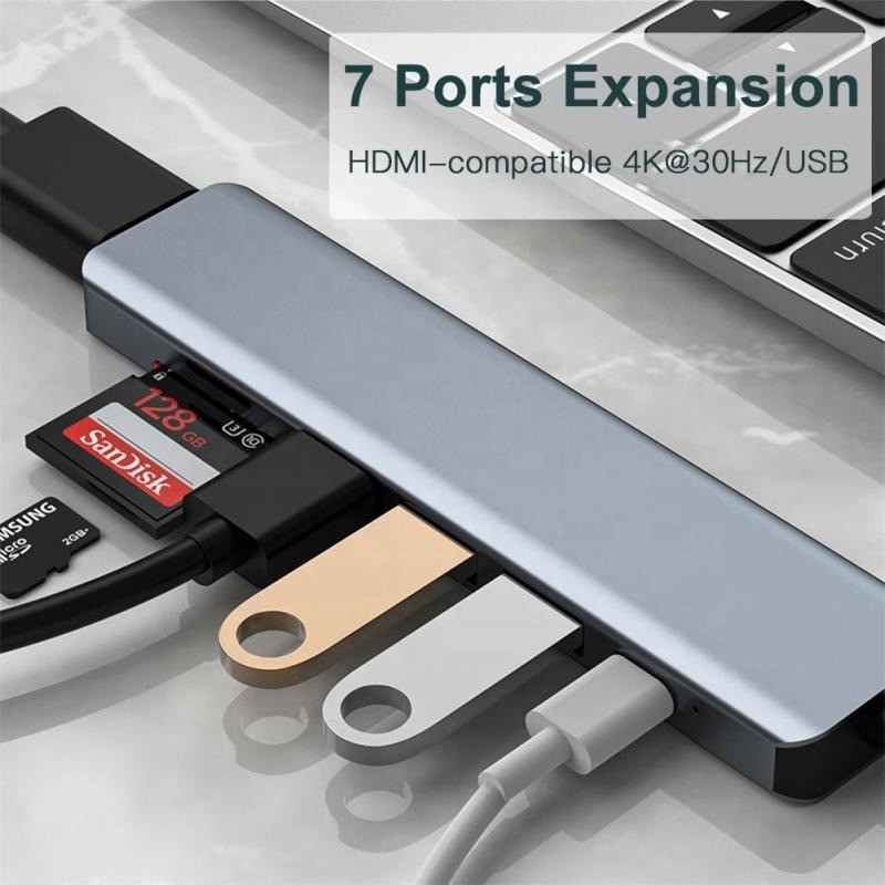 Adaptador multifunción tipo C tipo-C Hub para carga, transferencia de datos y salida de vídeo