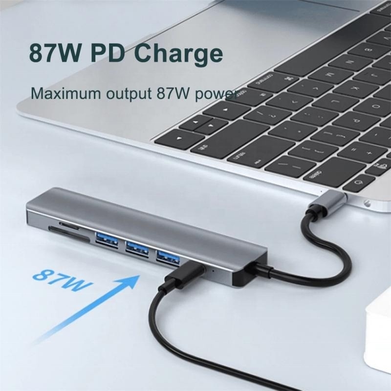 Adaptador multifunción tipo C tipo-C Hub para carga, transferencia de datos y salida de vídeo