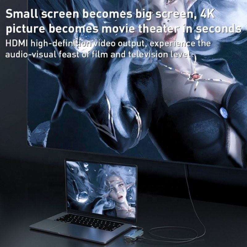 Adaptador de centro de conexión USB tipo C de 7 en 1 con color gris y 4K HDMI VGA Multiport Dock Station