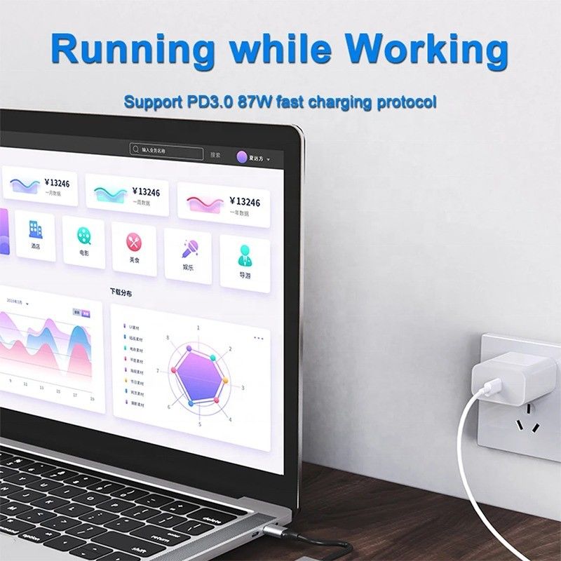 7 en 1 USB C USB-C Hub para Macbook Gris HDMI USB 3.0 USB2.0 RJ45 SD/TF Lector de tarjetas PD salida