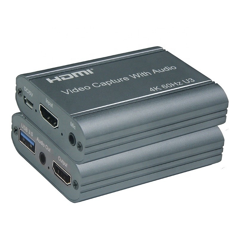 Tarjeta de captura de vídeo profesional 4K 60Hz HDMI a USB3.0 con salida de audio y USB 3.0