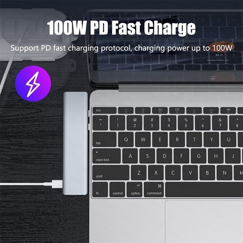 Adaptador USB tipo C 7-en-1 con salida SD/TF PD