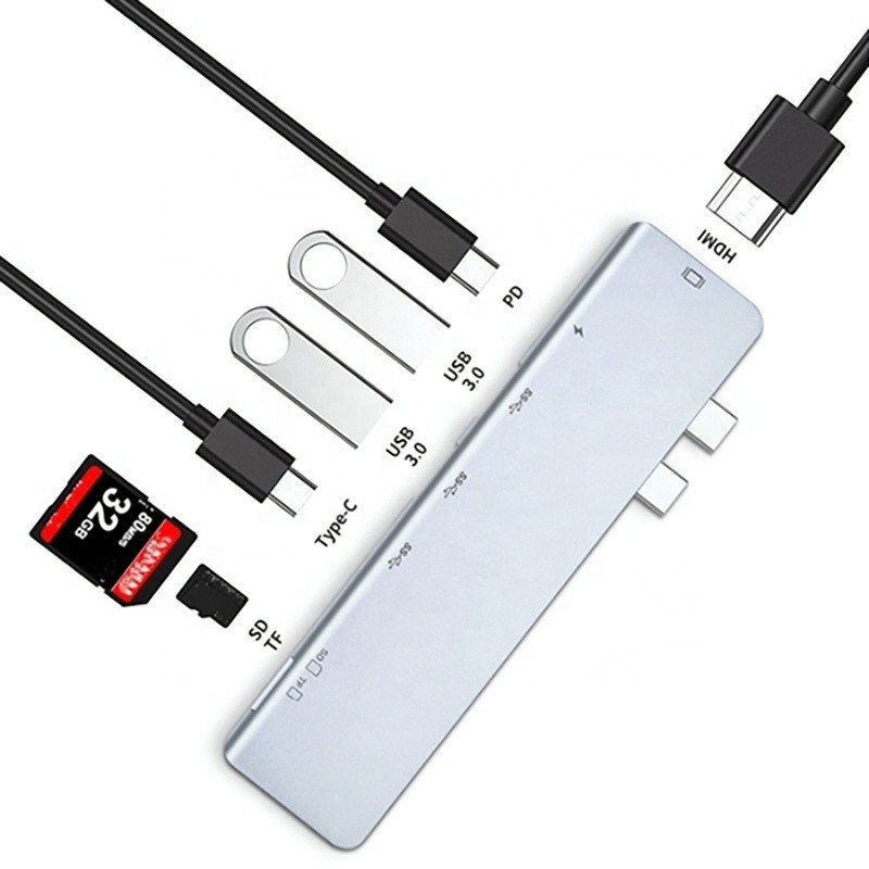 Estación de acoplamiento de conexión USB C Tipo C 4K 30Hz HDMI USB 3.0 TF SD Adaptador Hub para Macbook Pro