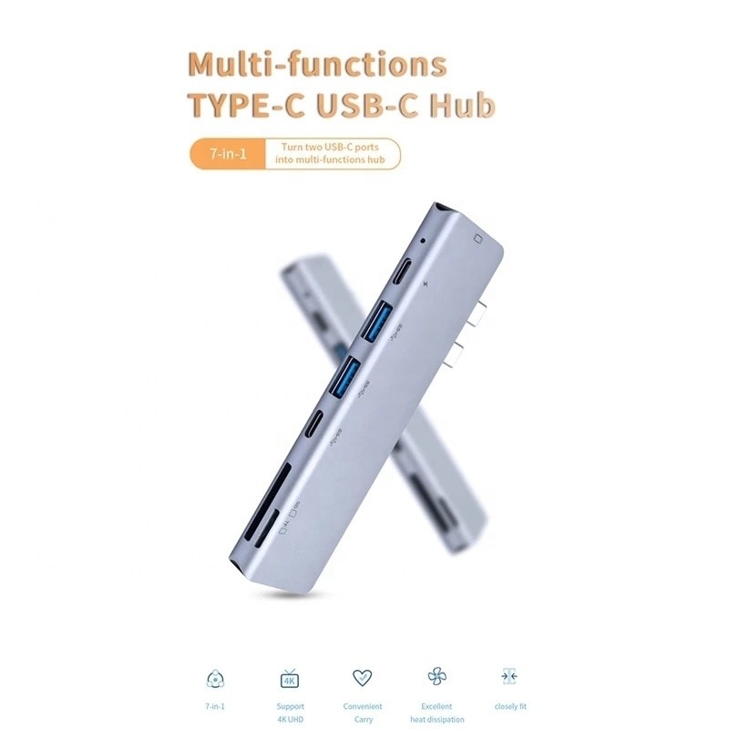 Estación de acoplamiento de conexión USB C Tipo C 4K 30Hz HDMI USB 3.0 TF SD Adaptador Hub para Macbook Pro