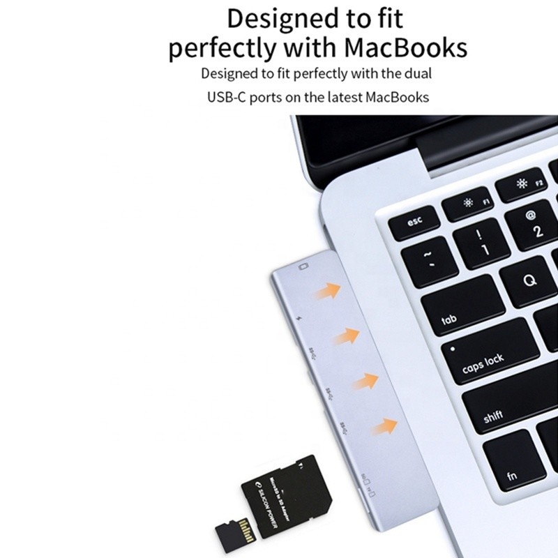 Estación de acoplamiento de conexión USB C Tipo C 4K 30Hz HDMI USB 3.0 TF SD Adaptador Hub para Macbook Pro