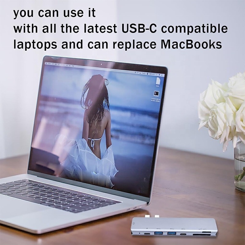 Estación de acoplamiento de conexión USB C Tipo C 4K 30Hz HDMI USB 3.0 TF SD Adaptador Hub para Macbook Pro