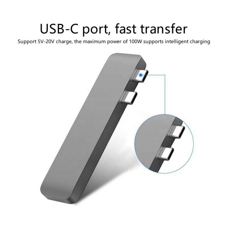 Estación de acoplamiento de eje 7-en-2 con doble entrada masculina tipo C y tipo de interfaz USB 3.1