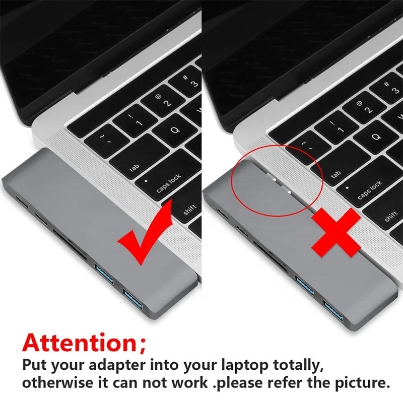 Estación de acoplamiento multipuerto 6-en-1 Adaptador de eje tipo C con salida SD/TF 2*USB3.0 2*USB-C
