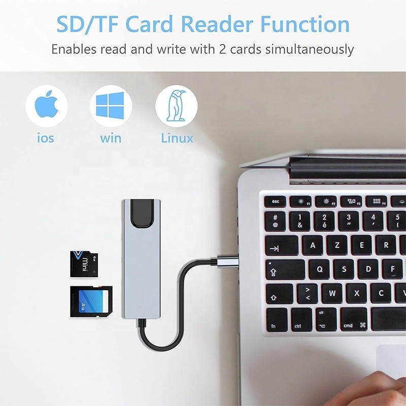 Estación de acoplamiento USB C PD gris para la función de carga de computadoras portátiles Transferencia de datos Salida de video