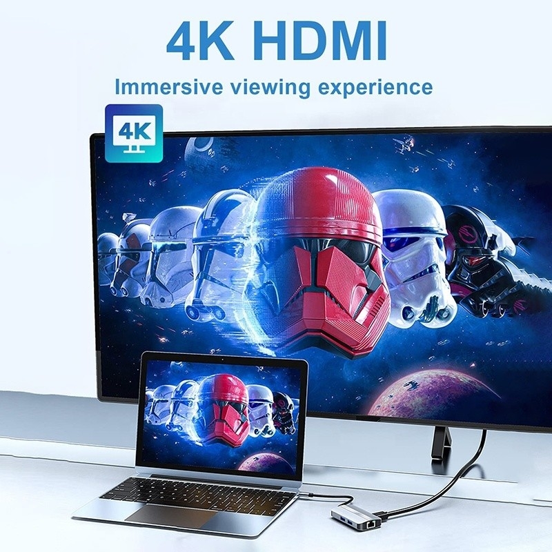 Adaptador USB C de 12 en 1 OEM Multiport Hub con 4K HDMI USB 3.0 RJ45 Lan Ethernet