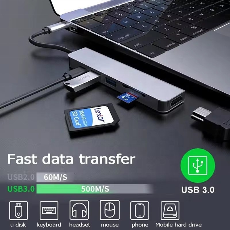 Hub de estación de acoplamiento USB 3.1 con lector de tarjetas SD 4K HDMI USB3.0 TF y carga PD de 87W