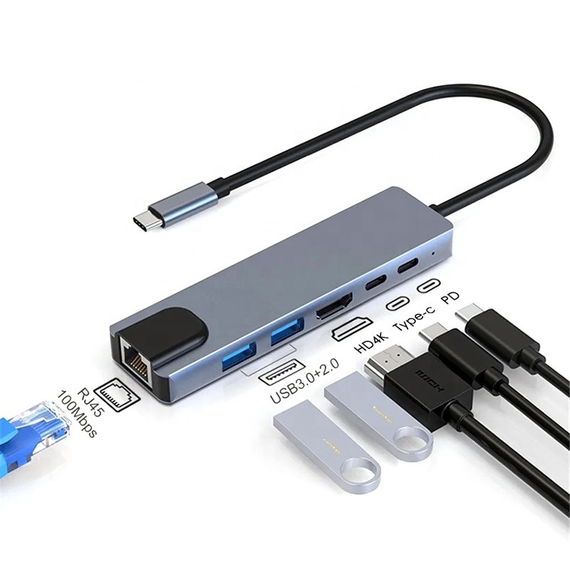 Carga rápida 16 en 1 Adaptador USB C para teléfono móvil portátil portátil 4K HDMI RJ45 PD