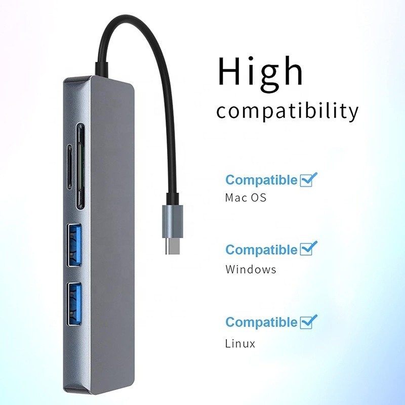 11 en 1 USB-C Hub Tipo-C a HDMI USB3.0 USB2.0 SD TF Adaptador Hub con lector de tarjetas