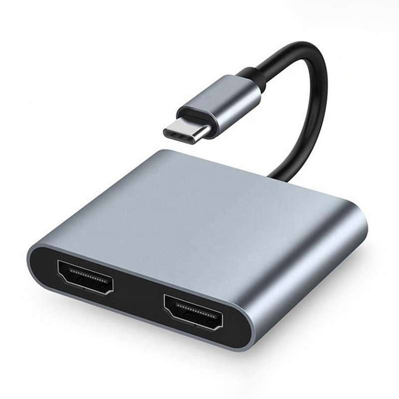 Adaptador USB C a doble 4K HDMI MST de 4 en 1 para transferencia de datos de carga y salida de video