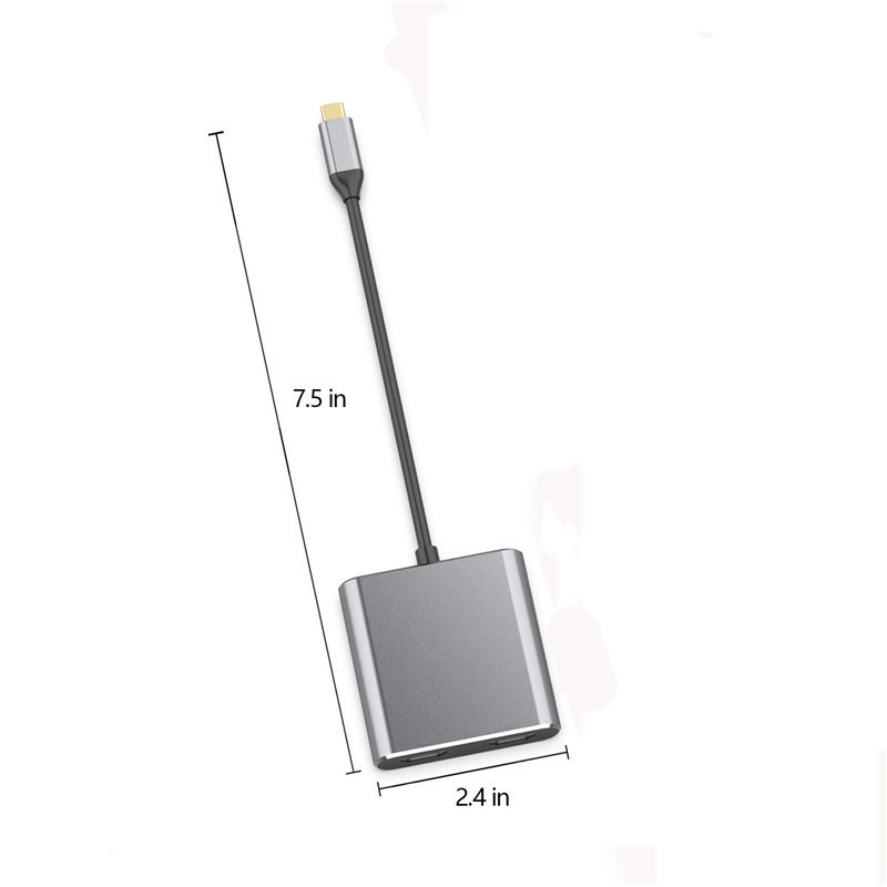 Estación de acoplamiento 4 en 1 con 2 puertos HDMI 4K duales y adaptador USB-C tipo-C a HDMI dual