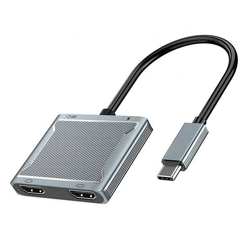 Conector de interfaz USB C tipo C Adaptador HDMI doble 4K 4 en 1 USB 3.0 Hub para portátil