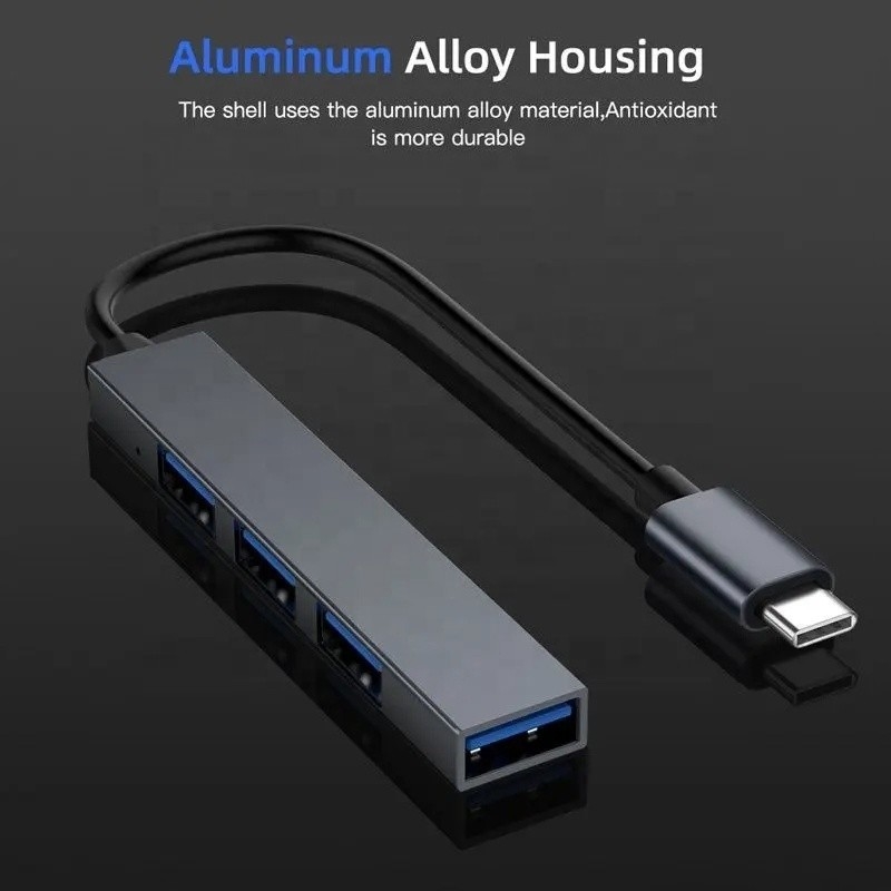 Interfaz tipo C 4 en 1 14 puertos Hub Tipo C OTG a USB 3.0 2.0 Adaptador de aleación de aluminio