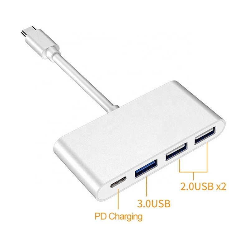 USB 3.1 Interfaz 4-en-1 Tipo C Hub Adaptador múltiple para la transferencia de datos de velocidad