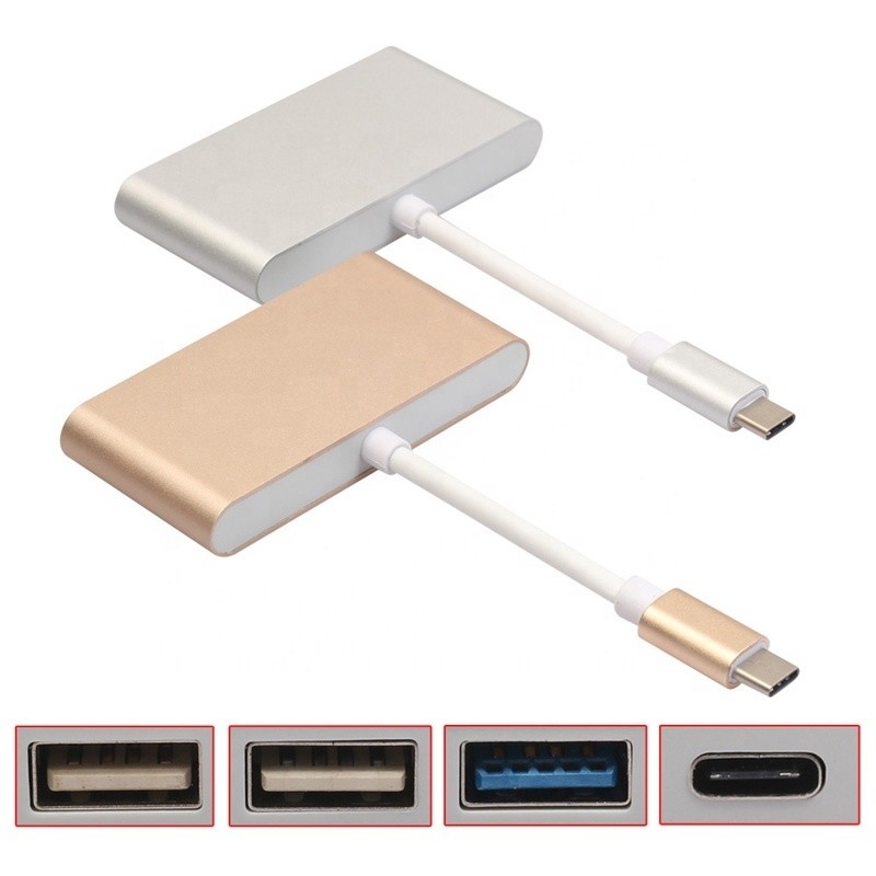 USB 3.1 Interfaz 4-en-1 Tipo C Hub Adaptador múltiple para la transferencia de datos de velocidad