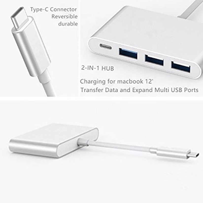USB 3.1 Interfaz 4-en-1 Tipo C Hub Adaptador múltiple para la transferencia de datos de velocidad