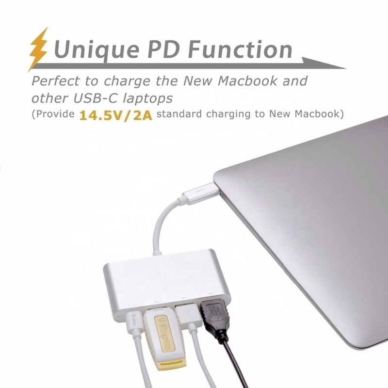 USB 3.1 Interfaz 4-en-1 Tipo C Hub Adaptador múltiple para la transferencia de datos de velocidad