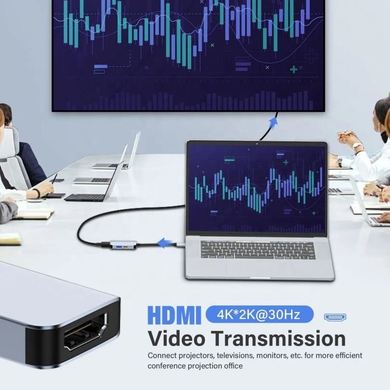 Estación de acoplamiento de adaptador de eje USB 3.1/USB tipo C con 4K HDMI USB3.0 USB 3.0 tipo C PD