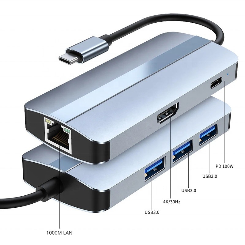 Adaptador USB C de 12 en 1 OEM Multiport Hub con 4K HDMI USB 3.0 RJ45 Lan Ethernet
