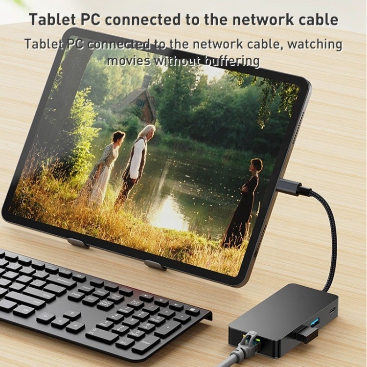 Adaptador multipuerto 8-en-1 USB-C Hub con HDMI 3 USB3.0 RJ45 y salida PD 5-8 puertos