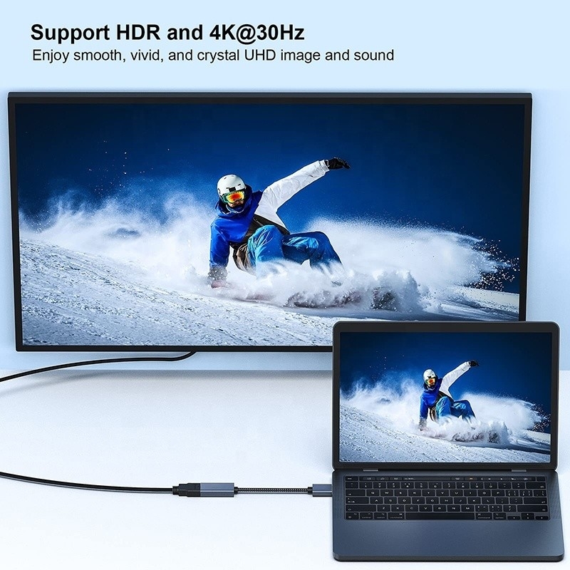 Resolución 4K USB C Hub Displayport a HDMI Adaptador de cable Hombre a mujer 1080P 4K30Hz 4K60Hz
